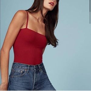 Reformation Crystal Bodysuit in Cherry